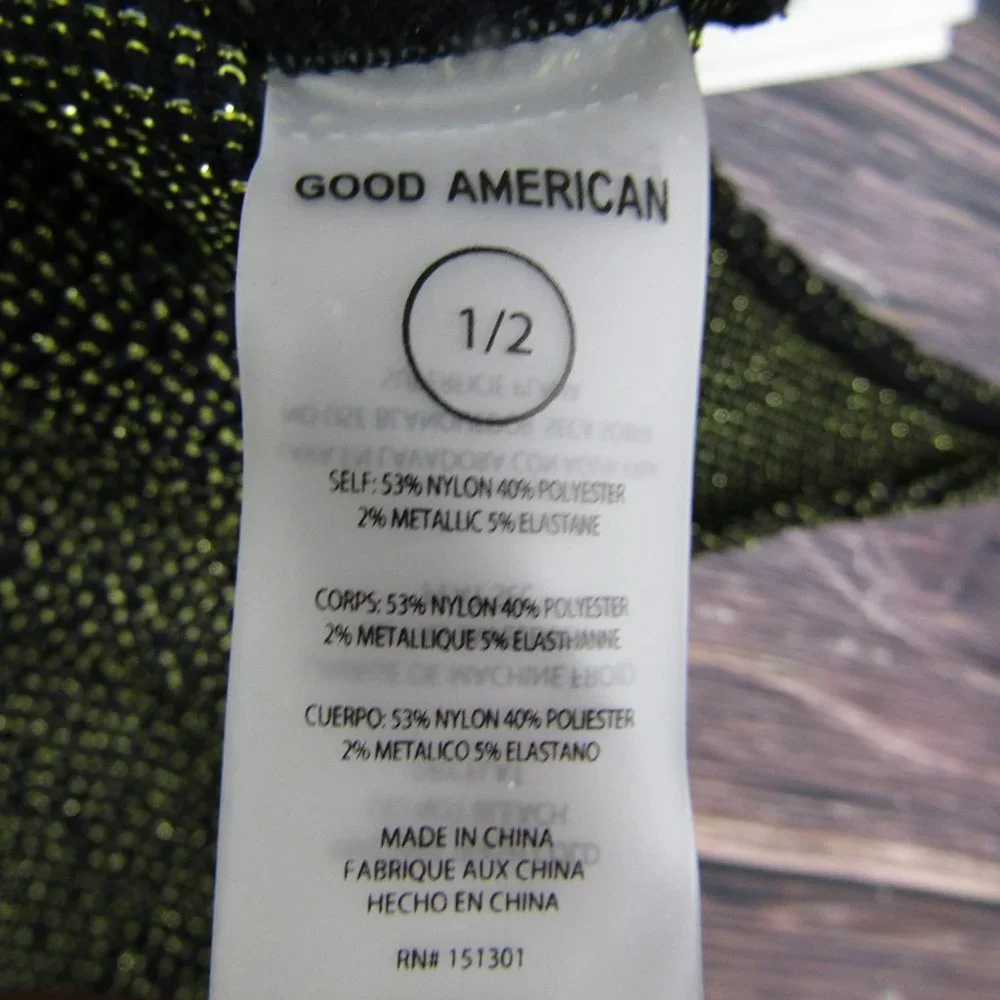 Good American NEW Small/Medium Sz 1/2 Black Metallic Fits Sculpt Dress Bodycon - Picture 10 of 11